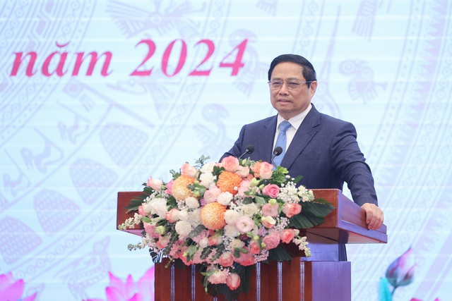 Thủ tướng Chính phủ Phạm Minh Chính phát biểu giao nhiệm vụ ngành VHTT&DL-Ảnh : VGP